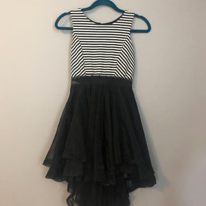 Girls Black & white striped dress - Size 14